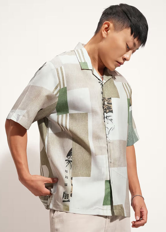 Men’s Abstract Patchwork Print Shirt