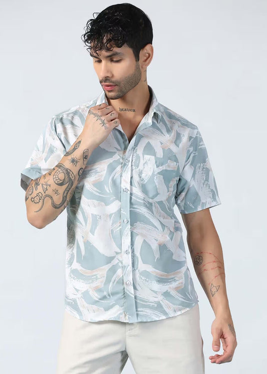 Men’s Abstract Brush Print Casual Shirt