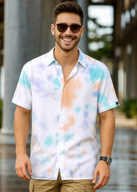Men’s Tie-Dye Printed Casual Shirt for Holi