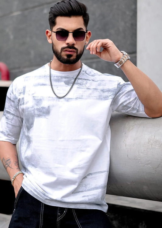 Men’s Premium Abstract Print Oversized T-Shirt
